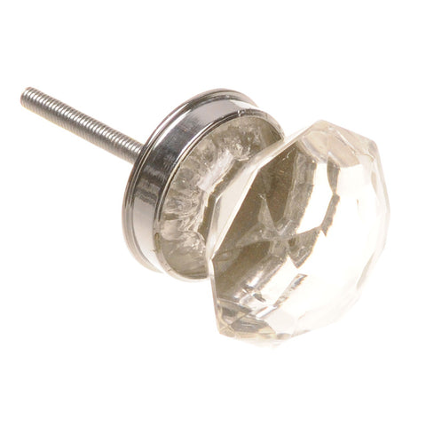 Octagonal glass pull with chrome backing- Small