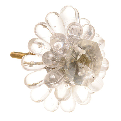 Acrylic 3 tiered flower shaped pull w/beads-clear