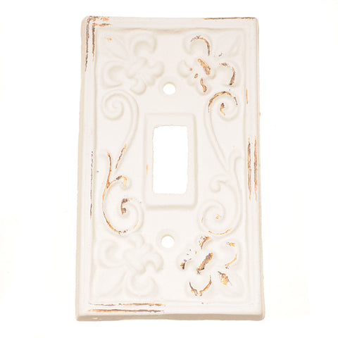 Fleur-de-Lis single switch cover-white