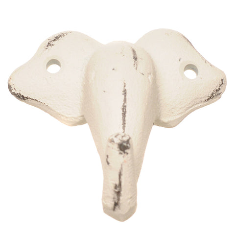 Cast iron plain elephant hook-white