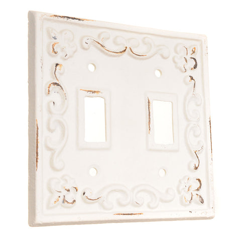 Double Fleur-de-Lis switch cover-white