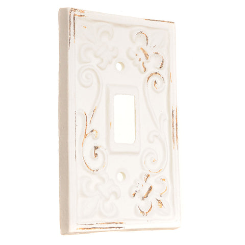 Fleur-de-Lis single switch cover-white