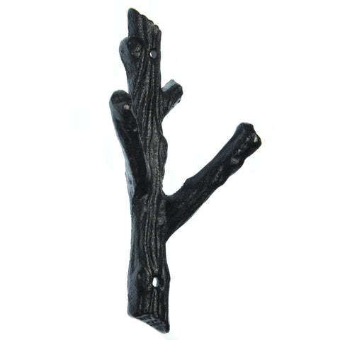 Medium cast iron branch hook-black