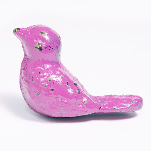 Cast iron bird pull-dark pink
