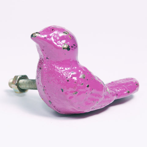 Cast iron bird pull-dark pink