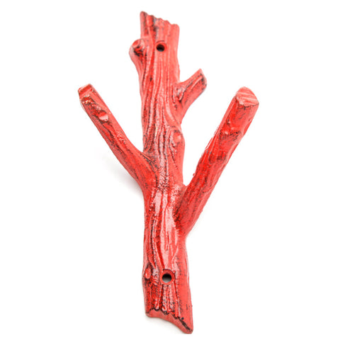Medium cast iron branch hook-red