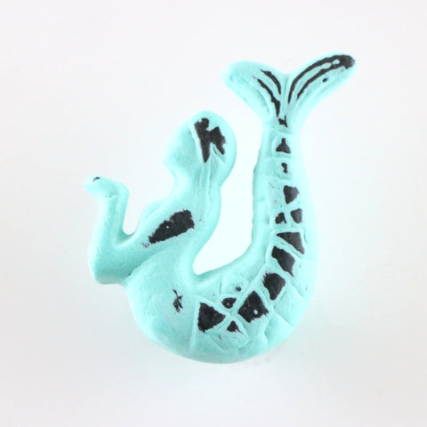 Cast iron mermaid pull-distressed blue