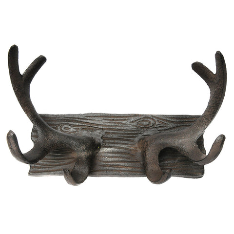 Large cast iron antler hooks-brown