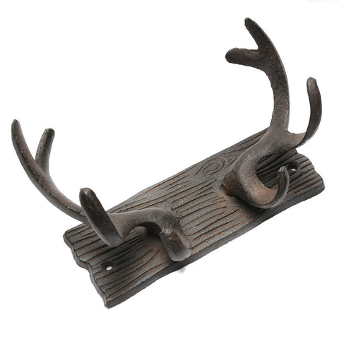 Large cast iron antler hooks-brown