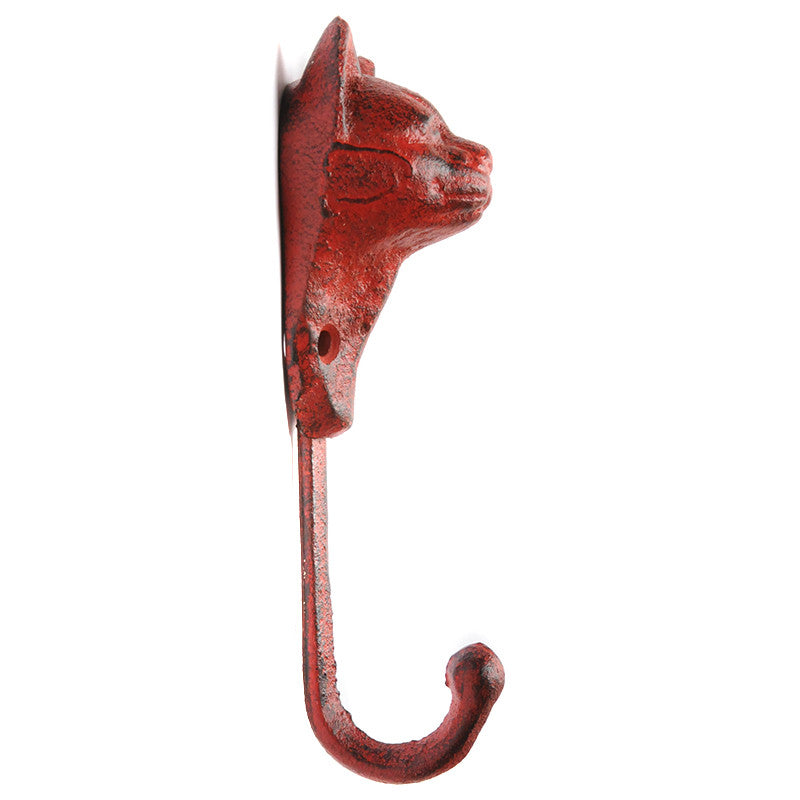 Hooks - Cast iron cat hook - red