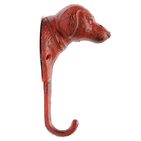Cast iron dog head hook - red