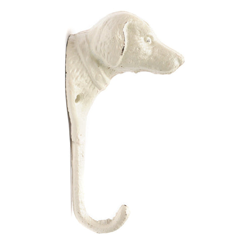 Cast iron dog head hook - white