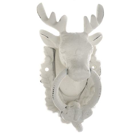 Stag head door knocker-white
