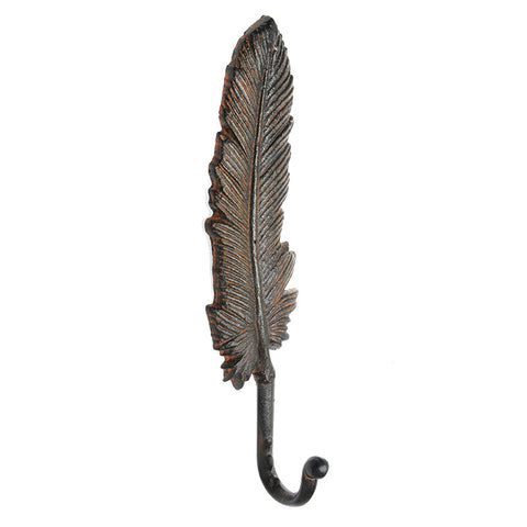 Cast iron feather hook-brown