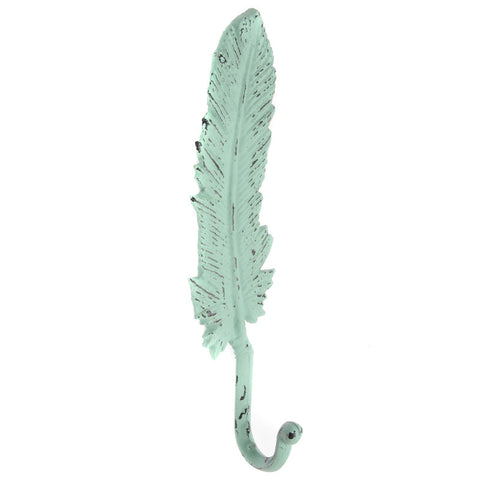 Cast iron feather hook-teal