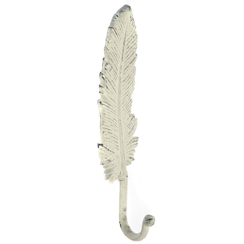 Cast iron feather hook-white