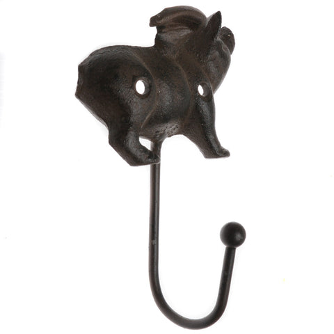 Cast iron flying pig hook-brown
