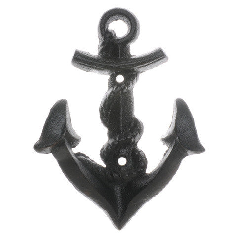 Cast iron rope & anchor hook-black