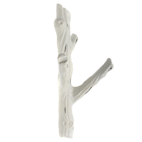 Medium cast iron branch hook-white