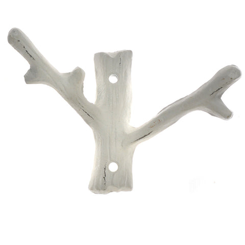 Cast iron double branch hook - White