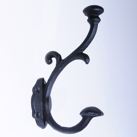 Large cast iron scrolly hook-black