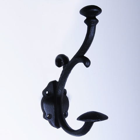 Large cast iron scrolly hook-black