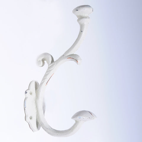 Large cast iron scrolly hook-white