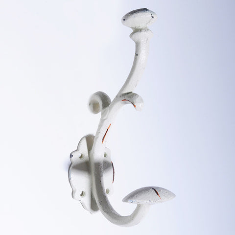 Large cast iron scrolly hook-white