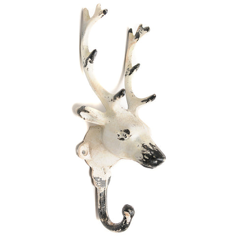 Cast iron reindeer hook-white