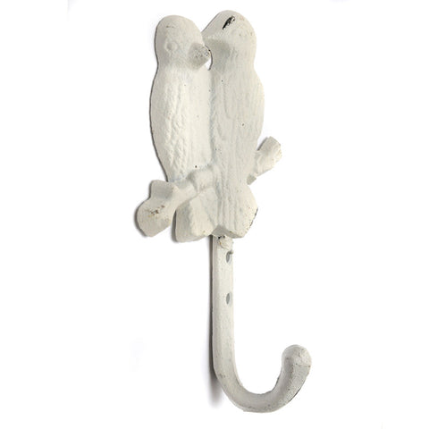 Cast iron love birds hook-white