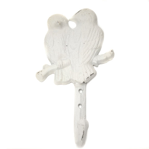 Cast iron love birds hook-white