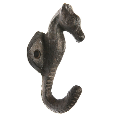 Small cast iron seahorse hook – brown