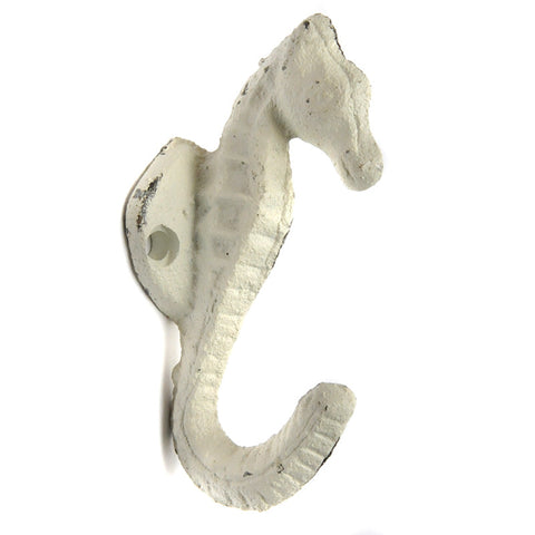 Small cast iron seahorse hook – white