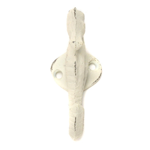 Small cast iron seahorse hook – white