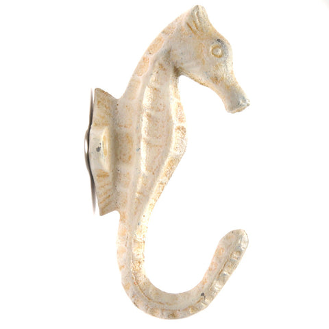 Large cast iron seahorse hook – cream