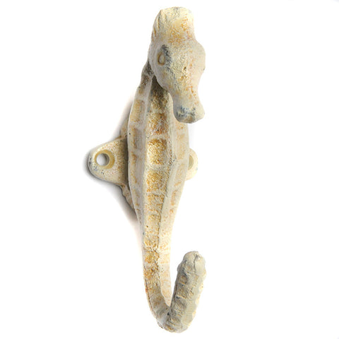 Large cast iron seahorse hook – cream
