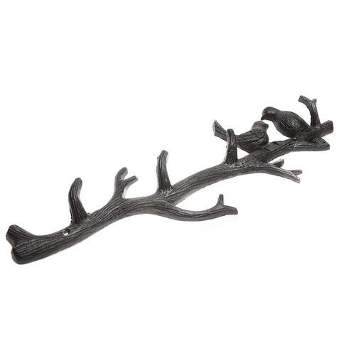 Large birds on branch hooks in a row