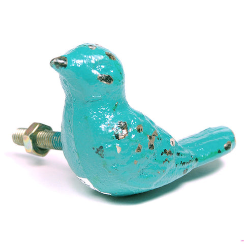 Cast Iron bird Pull - Turquoise