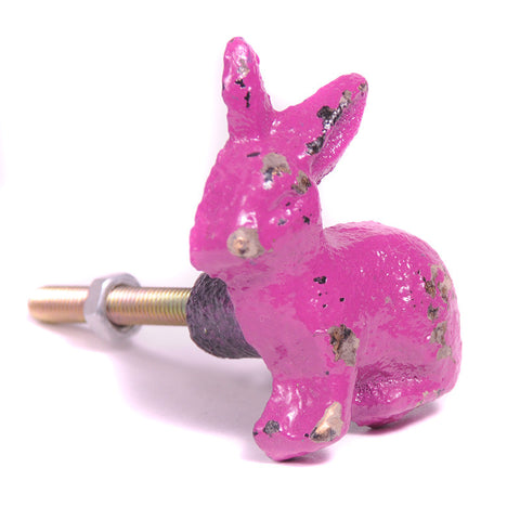 Cast iron rabbit pull-dark pink