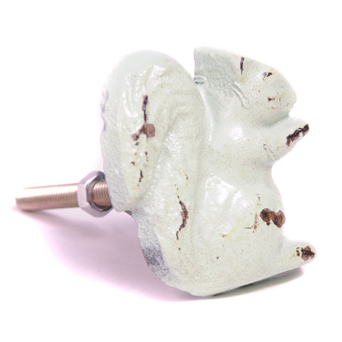 Cast iron squirrel pull-white