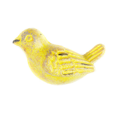 Cast iron bird pull-yellow