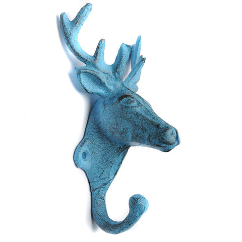 Cast iron stag-head hook – blue