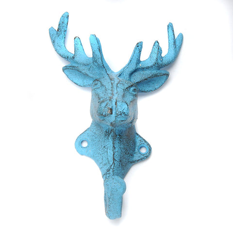 Cast iron stag-head hook – blue