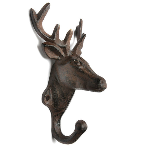 Cast iron stag-head hook – brown