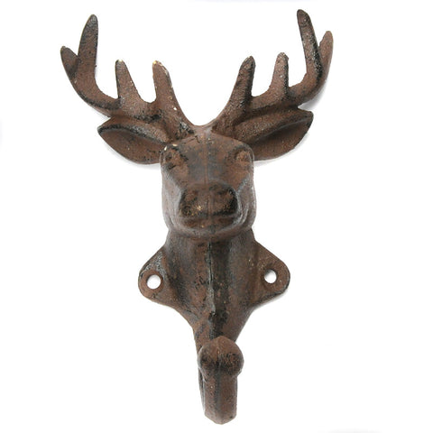 Cast iron stag-head hook – brown