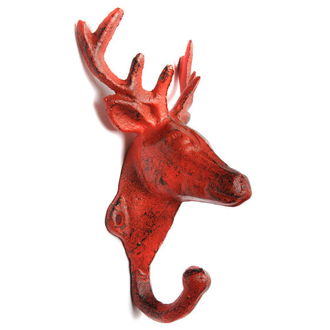 Cast iron stag-head hook – red