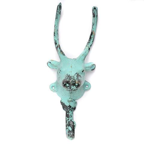 Cast iron reindeer hook- Turquoise