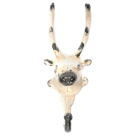 Cast iron reindeer hook-white