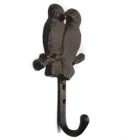 Cast iron love birds hook – brown