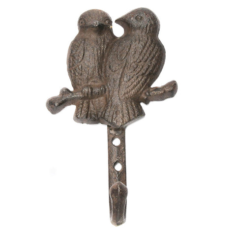 Cast iron love birds hook – brown